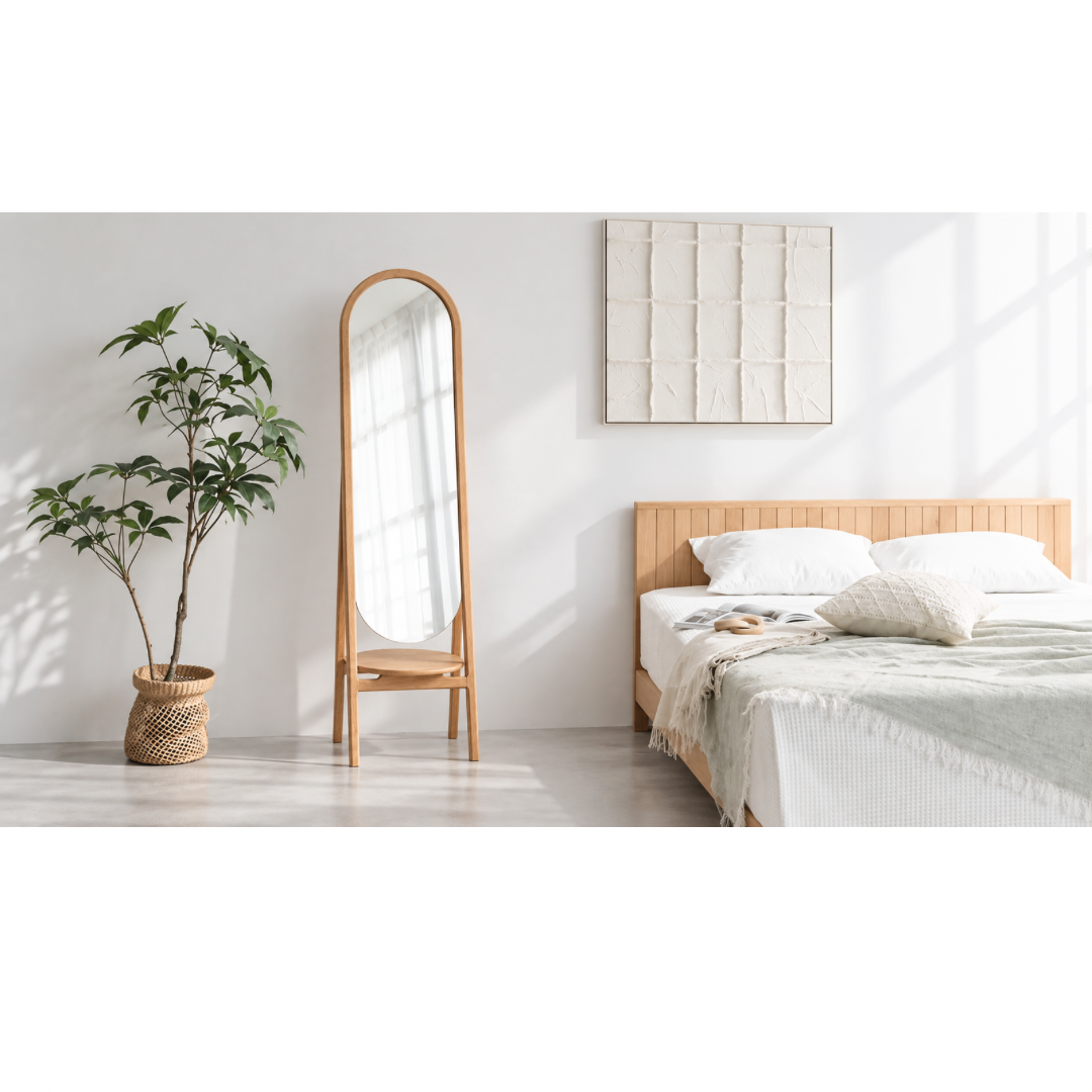 Round Stand Mirror / Oak　