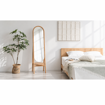 Round Stand Mirror / Oak　
