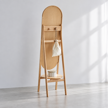 Round Stand Mirror / Oak　