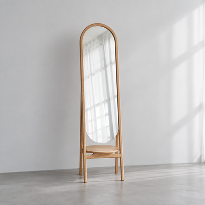 Round Stand Mirror / Oak　