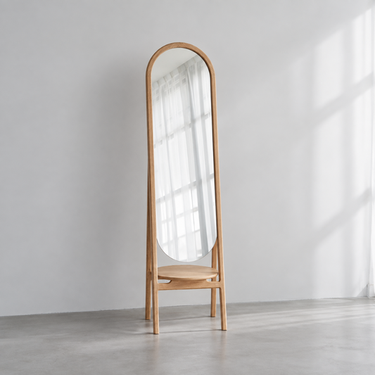 Round Stand Mirror / Oak　